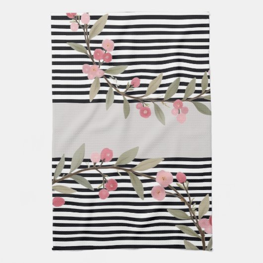 Black and white stripe theedoek (Verticaal)