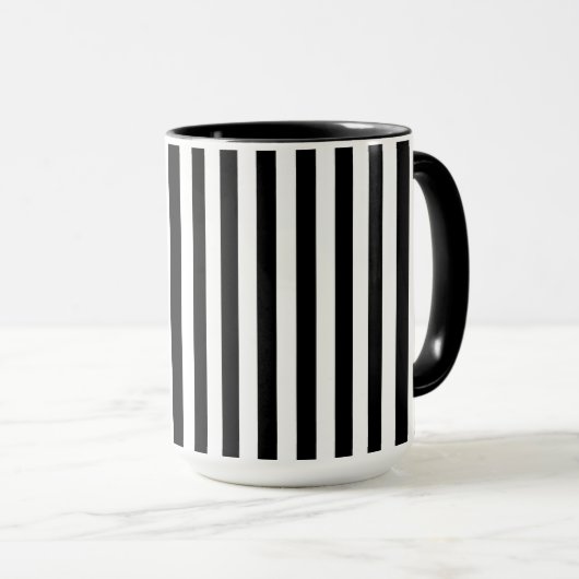 Black and White Stripe Two-Tone Mug Mok (Voorkant rechts)