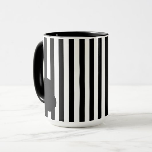 Black and White Stripe Two-Tone Mug Mok (Voorkant links)