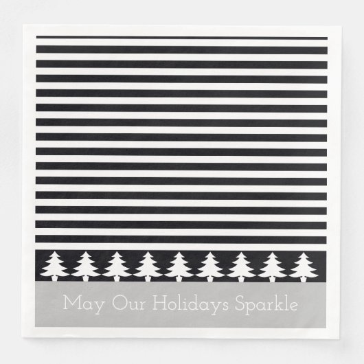 Black and White Stripe Vakantiethema Servet (Voorkant)