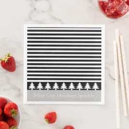 Black and White Stripe Vakantiethema Servet