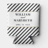 Black and White Stripe Wedding Blikjeskoeler (Voorkant)