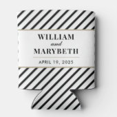 Black and White Stripe Wedding Blikjeskoeler (Achterkant)