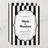 Black and White Stripe wedding invitation Kaart (Voorkant / Achterkant)