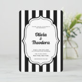 Black and White Stripe wedding invitation Kaart (Staand voorkant)