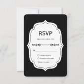 black and white  stripe wedding RSVP Cards (Voorkant)