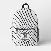Black and white striped Abstract minimal Monogram Bedrukte Rugzak (Voorkant)