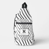 Black and white striped Abstract minimal Monogram  Sling Bag (Voorkant)