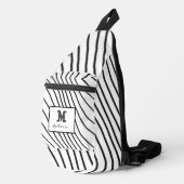 Black and white striped Abstract minimal Monogram  Sling Bag (Rechterhoek)