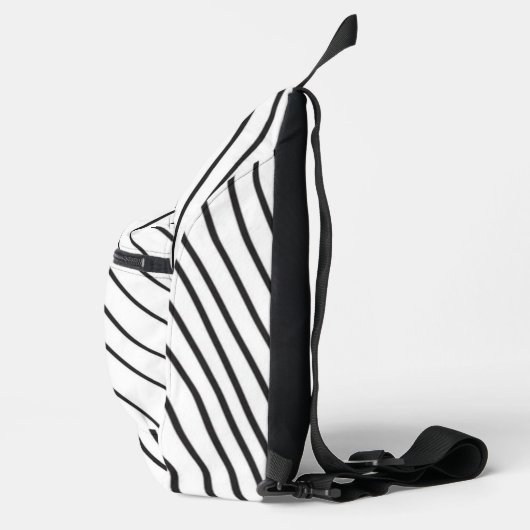 Black and white striped Abstract minimal Monogram  Sling Bag (Rechts)