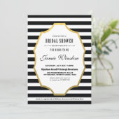 Black and White Striped Bridal Shower Invitation Kaart (Staand voorkant)