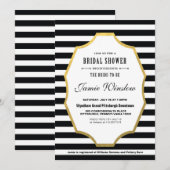 Black and White Striped Bridal Shower Invitation Kaart (Voorkant / Achterkant)