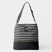 Black and White Striped - Customize Crossbody Tas (Achterkant)