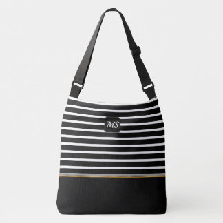 Black and White Striped - Customize Crossbody Tas