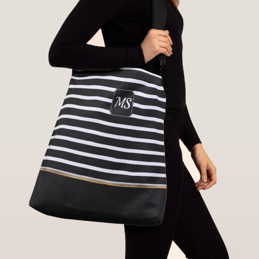 Black and White Striped - Customize Crossbody Tas (Dichtbij)