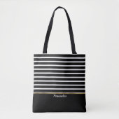 Black and White Striped - Customize Tote Bag (Voorkant)