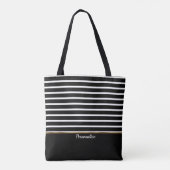 Black and White Striped - Customize Tote Bag (Achterkant)