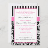 Black and White Striped Damask Wedding Invite Kaart (Achterkant)