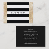 Black and White Striped FAUX Gold Sequin Beauty Visitekaartje (Voorkant / Achterkant)