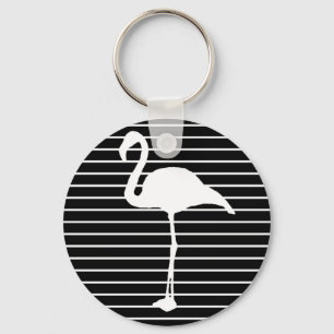 Black and White Striped Flamingo Sleutelhanger