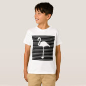 Black and White Striped Flamingo T-shirt (Voorkant volledig)