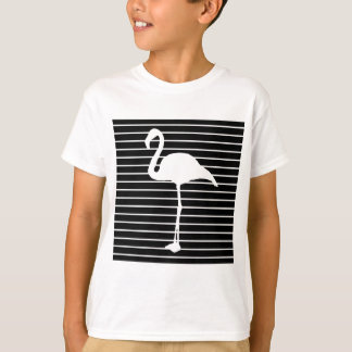 Black and White Striped Flamingo T-shirt