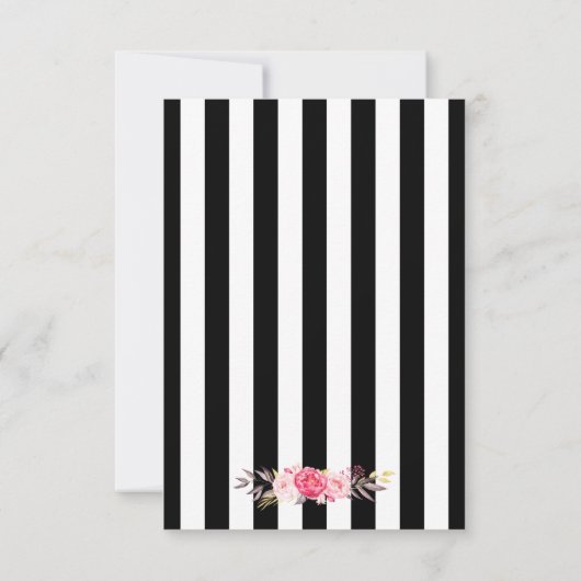Black and White Striped Flowers Gold Lijst RSVP (Achterkant)
