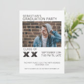 Black and White Striped Graduparty Kaart (Staand voorkant)