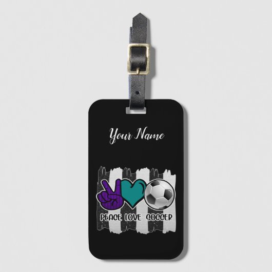 Black and White Striped Peace Soccer Bagagelabel (Voorkant (verticaal))