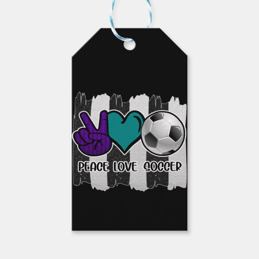 Black and White Striped Peace Soccer Cadeaulabel (Voorkant)