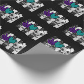 Black and White Striped Peace Soccer Cadeaupapier (Hoek)