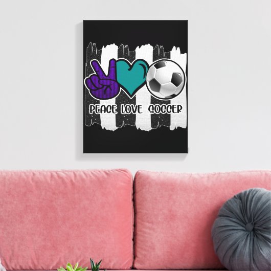 Black and White Striped Peace Soccer Canvas Afdruk (Insitu (Woonkamer))