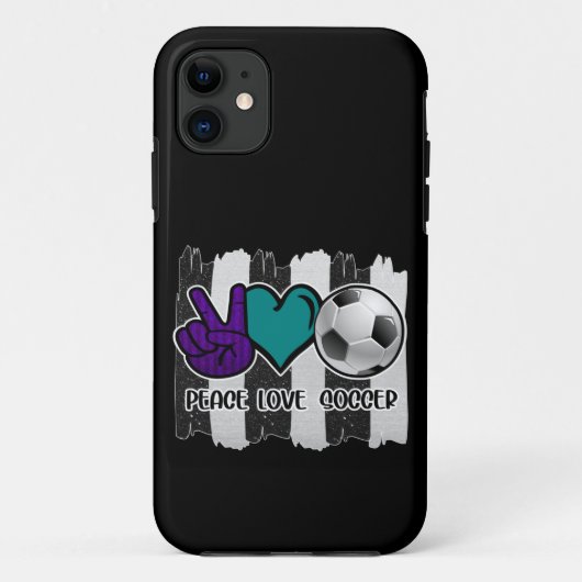 Black and White Striped Peace Soccer Case-Mate iPhone Case (Achterkant)