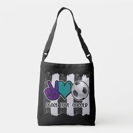 Black and White Striped Peace Soccer Crossbody Tas (Achterkant)