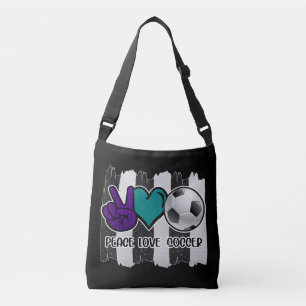 Black and White Striped Peace Soccer Crossbody Tas