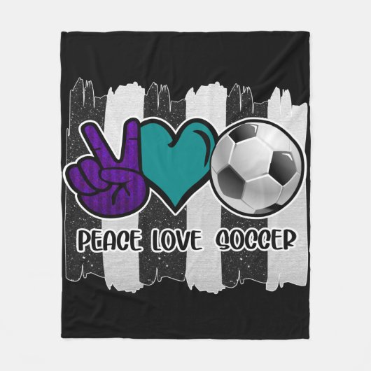 Black and White Striped Peace Soccer Fleece Deken (Voorkant)