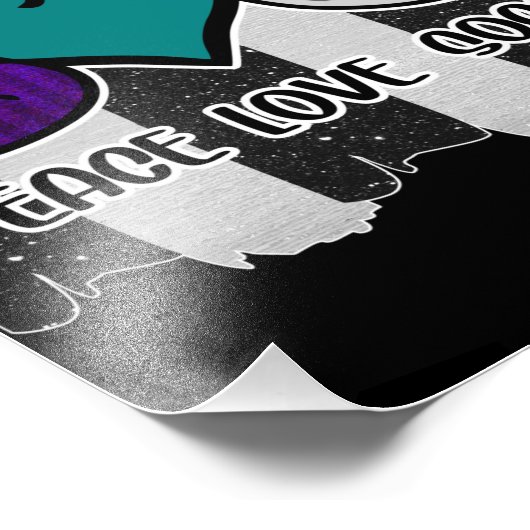 Black and White Striped Peace Soccer Foto Afdruk (Hoek)