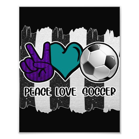 Black and White Striped Peace Soccer Foto Afdruk (Voorkant)
