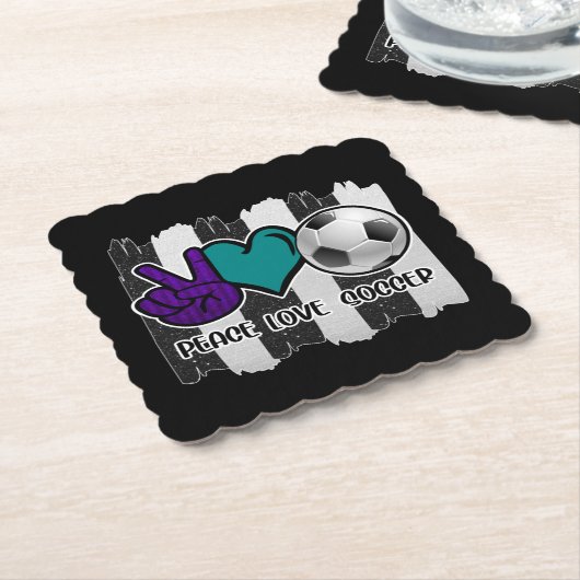 Black and White Striped Peace Soccer Kartonnen Onderzetters (Gebogen)