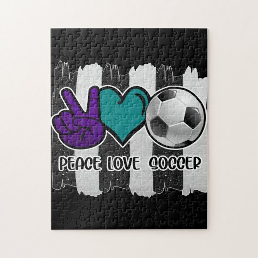 Black and White Striped Peace Soccer Legpuzzel (Verticaal)
