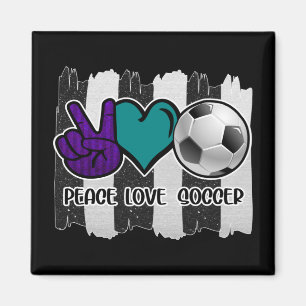 Black and White Striped Peace Soccer Magneet