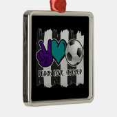Black and White Striped Peace Soccer Metalen Ornament (Rechts)
