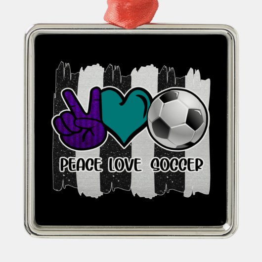 Black and White Striped Peace Soccer Metalen Ornament (Voorkant)