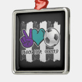 Black and White Striped Peace Soccer Metalen Ornament (Links)