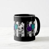 Black and White Striped Peace Soccer Mok (Voorkant rechts)