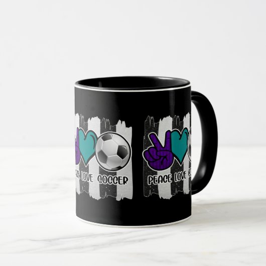 Black and White Striped Peace Soccer Mok (Voorkant rechts)