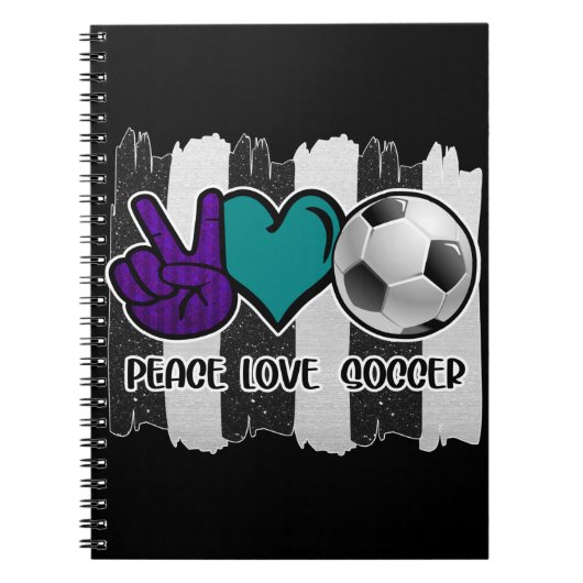 Black and White Striped Peace Soccer Notitieboek (Voorkant)
