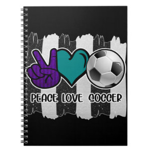 Black and White Striped Peace Soccer Notitieboek