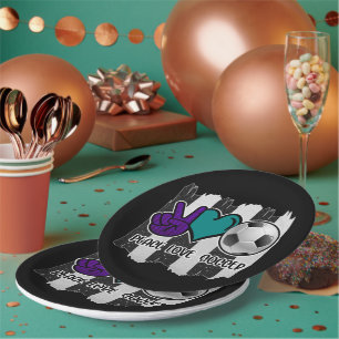 Black and White Striped Peace Soccer Papieren Bordje