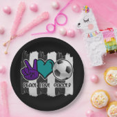 Black and White Striped Peace Soccer Papieren Bordje (Feest)